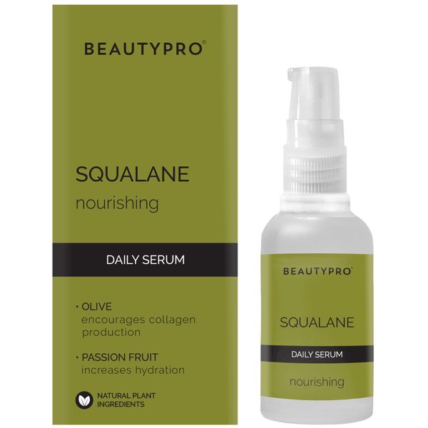 BEAUTYPRO SQUALANE Nourishing Daily Serum 30ml | 100% Plant Based Skincare Serum | Hydrating, Smoothing, & Energising | Olive, Passionfruit, Organic Sweet Orange Oil & Organic Almond Oil |