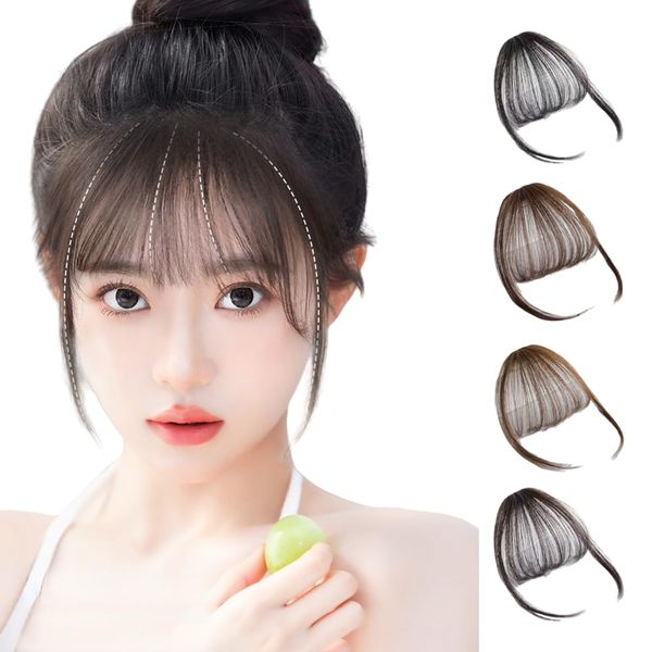 LS Fer Bangs Wig, Partial Wig, Hair Piece, 100% Human Hair, Full Hand Planted, Clip-type, Natural Hair Color, For Everyday Use, Bangs Wig, Human Hair Extension, Patten Bangs Hairpiece, Women's, Point Wig, Ultra-thin, Airy, One-touch, Small Face, Fluffy, S