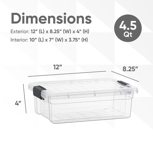 Superio Storage Bins with Lids- 3 Pack, 4.5 Qt Clear Boxes for Organizing, Stackable Plastic Containers- BPA Free, Non-Toxic, Odor Free, Organizer for Home, Office, Dorm