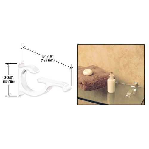 CRL White Designer Aluminum Shelf Bracket, Supports 5/8" to 3/4" Glass, 80 lbs