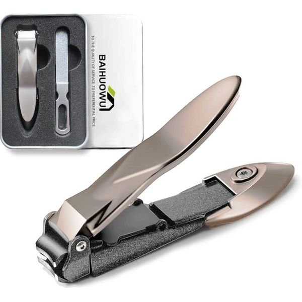 Nail Clippers Set, Easy to Cut with Power, No Splash, Storage Case, Unisex, Stylish for Both Hands and Feet with Nail File Included, Sharp, Gift (Champagne)