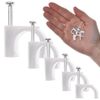 MAXPERKX 100 Pack Round White Cable Pipe Clips Nails Wall Plugs 3 Assorted Sizes 6/8/10mm
