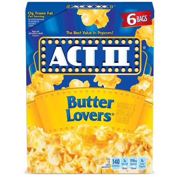 ACT II Butter Lovers Microwave Popcorn, 6 ct 2.75 oz Bags