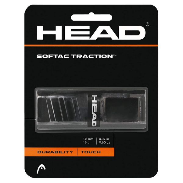 HEAD SofTac Traction Tennis Racket Replacement Grip - Tacky Racquet Handle Grip Tape - Black