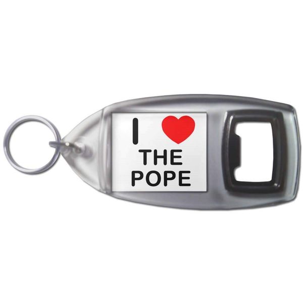 I Love Heart The Pope - Plastic Bottle Opener Key Ring