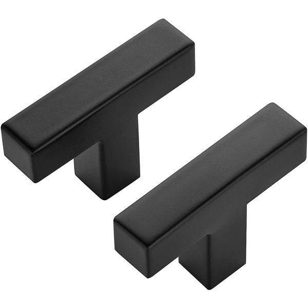 Ravinte 10 Pack Black Square Bar Cabinet Knobs 2 Inch Square Cabinet Pulls Matte Black Single Hole Kitchen Cabinet Handles