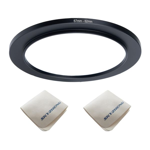 67mm Lens to 82mm Camera Lens Adapter 67mm to 82mm Step Up Ring Adapter Ring for All Brands of UV ND CPL, with Premium Lens Wiping Cloth 2 Pack (67mm-82mm)