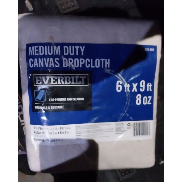 Everbilt 6ft x 9ft Medium Duty Canvas Dropcloth Washable & Reusable NEW