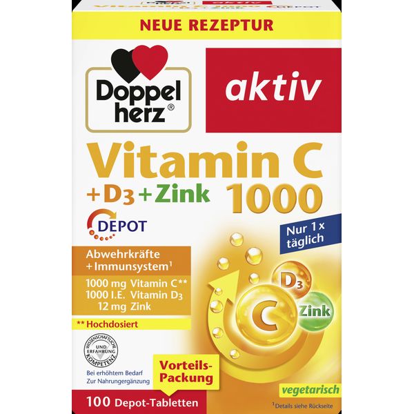 Großpackung Doppelherz Vitamin C 1000 + D3 + Zink Depot