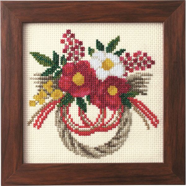 Lucian 522201 Embroidery Kit, Flower Arrangement for the Season, January Camellia New Year Decoration, Cosmo (Cosmo) Height 6.7 x Width 6.7 inches (17 cm) x Width 6.7 inches (17 cm)