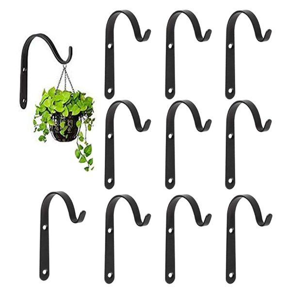 Set of 10 Hanging Basket Bracket Hooks Iron Wall Hanging Hooks Curved Up Plant Hook for Hanging Bird Feeders, Lanterns (2.8 * 1.6inches)