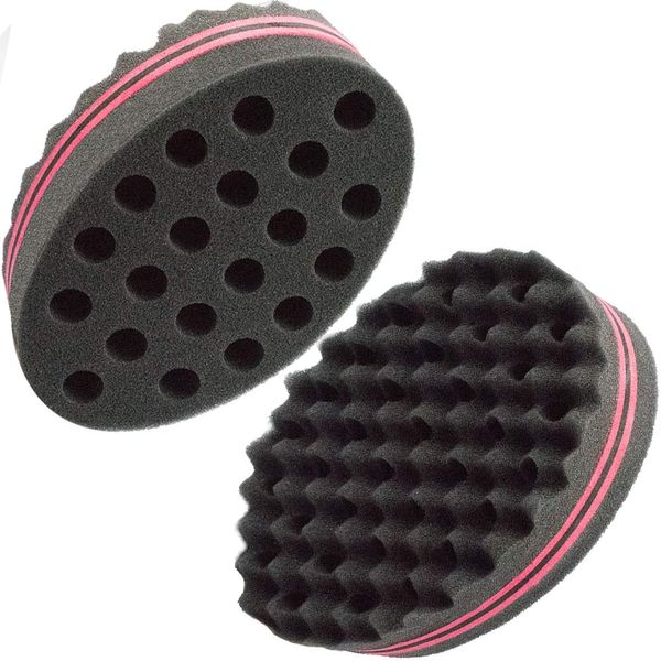 Hair Magic Twist Sponge Two Sides Dread Afro Coil Barber Sponge for Curl Curling Sponge Brush Men and Women Foam Wave Sponge Big and Small Holes for Boy Girl Long Short Hair 1 Pcs