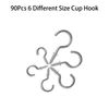 90 Pcs Screw-in Hooks, 6 Sizes Cup Hooks for Hanging Mug, Ceiling Hook Kit for Kitchen Garden