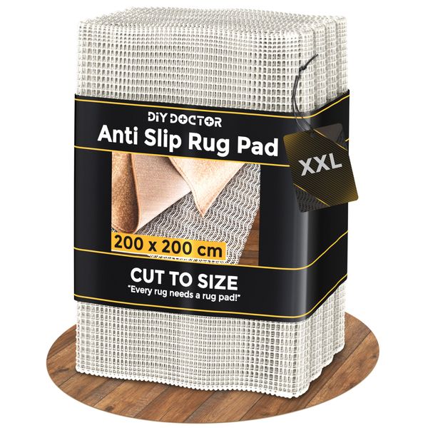 DIY Doctor XXL Rug Gripper (1 Pack) – 200x200cm Non-Slip Matting Roll – Anti Slip Rug Underlay for Hardwood, Tile & Laminate – Rug Grip Stopper & Non-Slip Mat for Floors