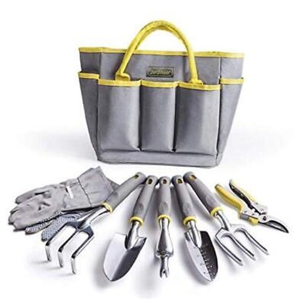 Garden Tools Set, 8PCS Heavy Duty Garden Tool Kit with Outdoor Hand 8 pcs gray