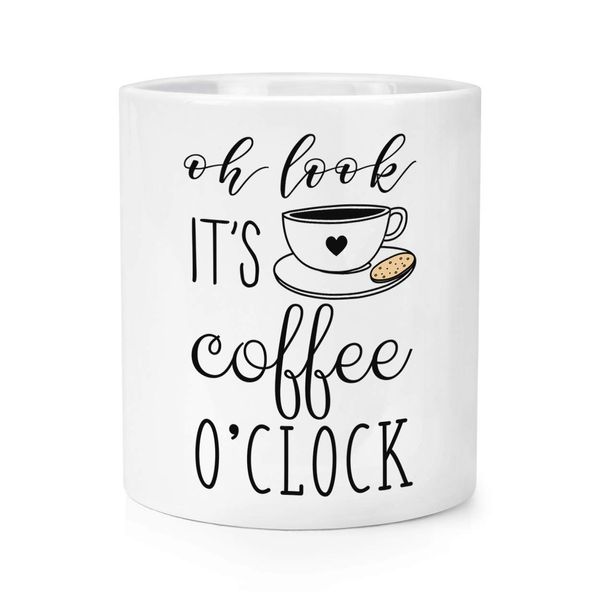 Oh Look It's Coffee O'Clock Makeup Brush Pencil Pot