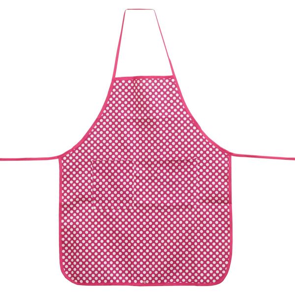 System K Apron with 2 Pockets, Washable, Cute Polka Dot, Pink