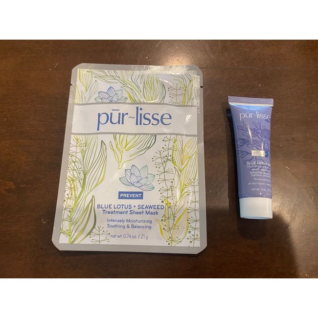 Pur-lisse Blue Lotus Seaweed Sheet Mask & Mud Mask + Exfoliant .5oz