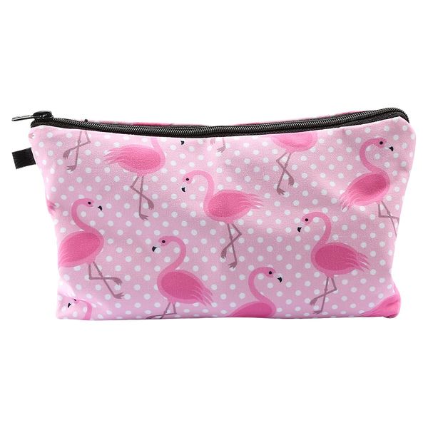 Jagowa Flamingo Pattern Cosmetic Bag European and American Lady's Clutch Bag Lady's Makeup Bag Travel Amenity Bag Waterproof Makeup Finishing Bag Makeup Tools