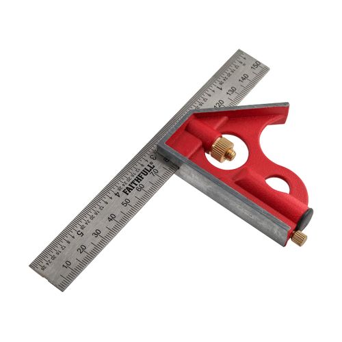 Faithfull Combination Square 150mm (6-inch), Metal, Alloy Steel, 8x16cm, Try Square, 150 millimeters, 1 year EU spare part availability