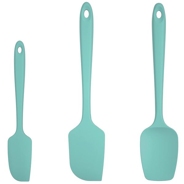 U-Taste Silicone Spatula Set of 3: 315 ℃ High Heat-Resistant Rubber Bowl Scraper, Seamless Food Grade Flexible Kitchen Utensils for Cooking Baking Mixing & for Nonstick Cookware (Aqua Sky)