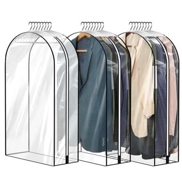 10" Gusseted All Clear Garment Bags, 3 Packs 40" Garment Bags for 40inch