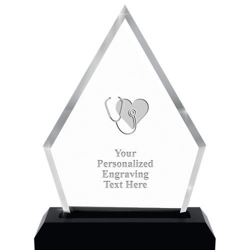 Nursing with Heart Acrylics - 9" Pyramid Skyline Acrylic Award Nursing with Heart Presentation Trophy, Engraving Included Prime