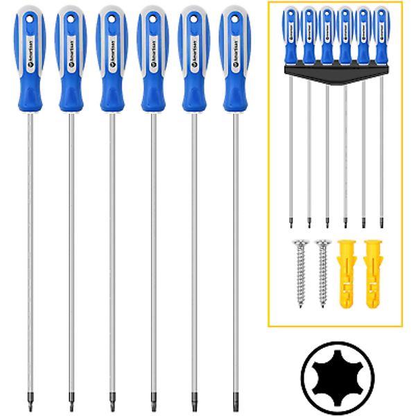 6-Piece Extra Long Torx Screwdrivers Set, Length 12''(300Mm) T10