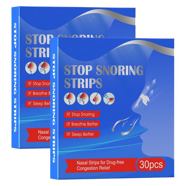 Guegine 60 pcs Nasal Strips ，Anti Snoring Nasal Strips ，Smooth Breathing Nose Strips Relieve Nasal Congestion Help You Breathe Through The Nose and Improve Sleep Suitable for Men and Women