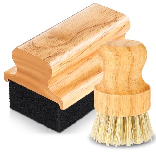 Qinyoung 2 Pcs Cutting Board Oil Wax Applicator Butcher Block Mineral Oil Brush Wooden Bamboo Cutting Board Cream with Handle for Wood Surfaces Restoring Butcher Blocks(Innovative,Sisal)