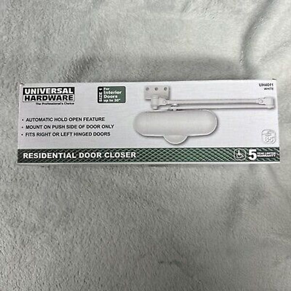 White Universal Hardware Light-Duty Hold-Open Door Closer UH4011.