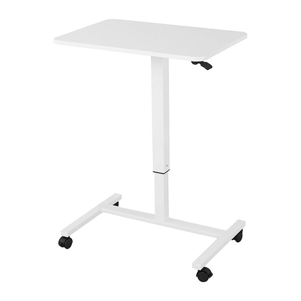 Height Adjustable Rolling Laptop Desk Cart Over Bed Hospital Table Stand White