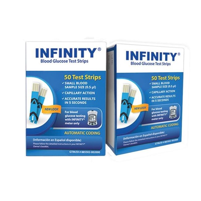 INFINITY Diabetic Blood Glucose 100 Test Strips (2 Boxes Of 50 strips)