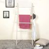 Whitewashed Solid Wood Wall Leaning Blanket Ladder, Bathroom Towel Rack