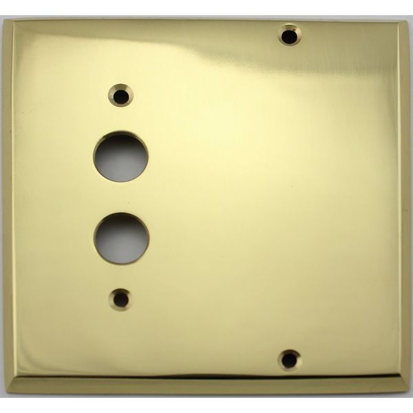 Polished Brass 2 Gang Switch Plate - 1 Push Button Light Switch Opening 1 Blank