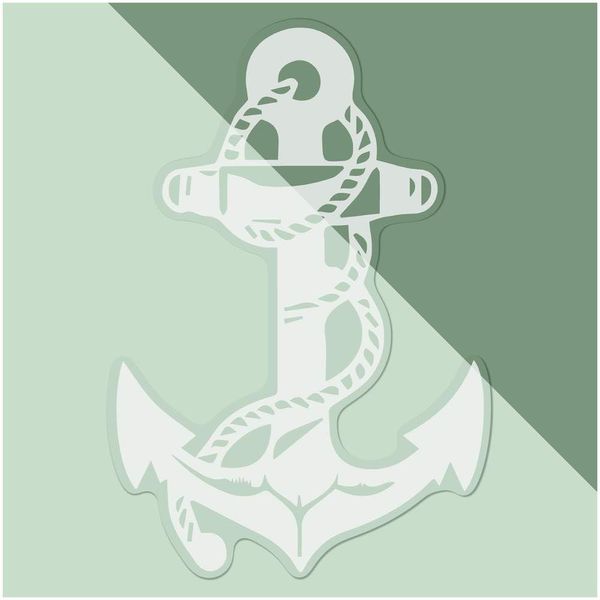 Medium 210mm 'Ship Anchor & Rope' Clear Static Window Cling Sticker/Decal (White) (WC00108487)