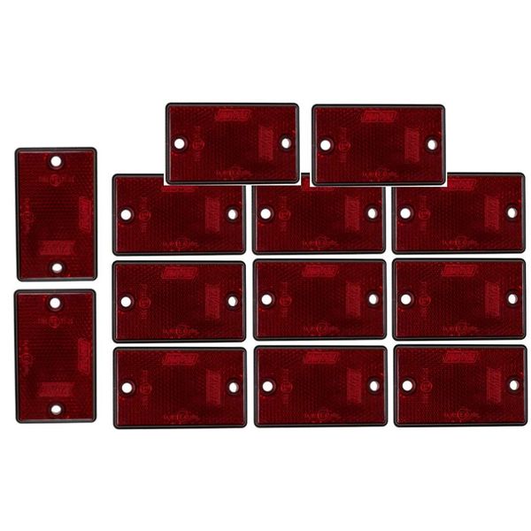 ASC Maypole Red Rectangle Reflector Screw/Stick Trailer Caravan Gatepost Set of 10