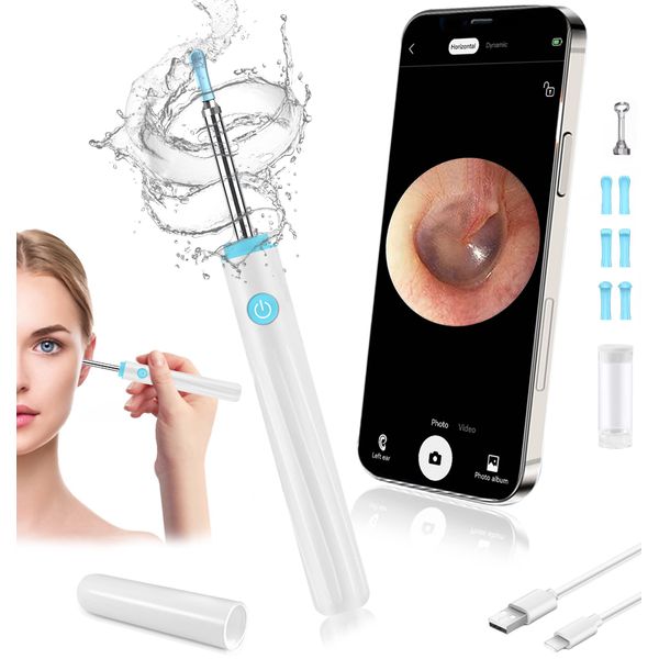 Ear Wax Removal Kit 1920P Wireless Ear Camera and Wax Remover with 6 LED Lights, IP67 Waterproof Smart Visual Ear Cleaner with 6 Silicone Ear Spoon Covers, BEAUTYOVO Ear Otoscope for Adult, Kid & Pet