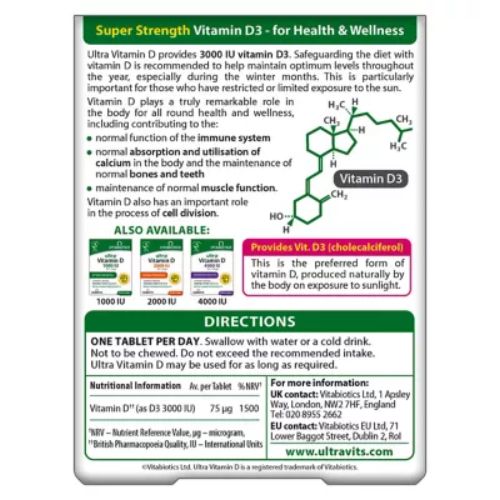 Vitabiotics Ultra Vitamin D D3 3000 96s