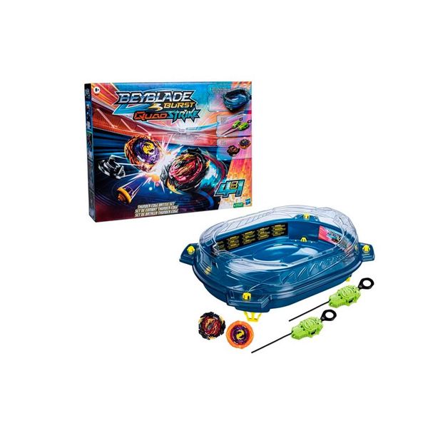 Beyblade Burst QuadStrike Thunder Edge Battle Set, Battle Set mit Beystadium-Arena, 2 Kreiseln und 2 Startern, ab 8