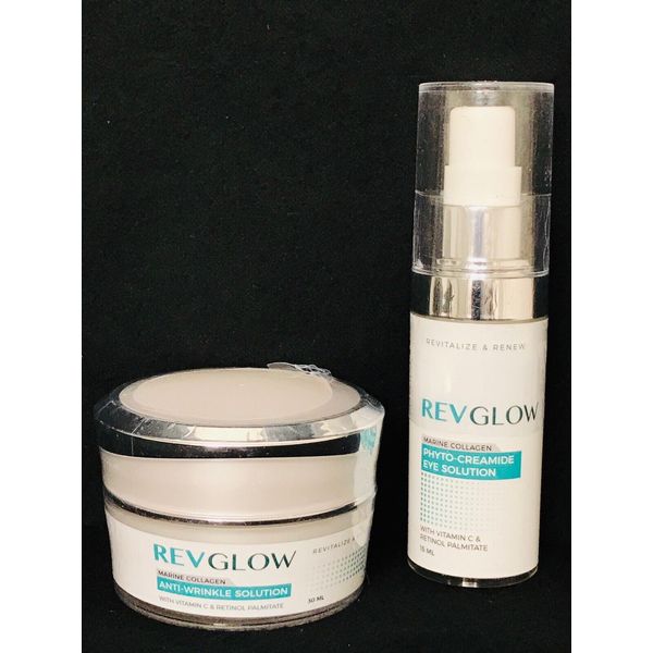 Revglow Marine Collagen Anti Wrinkle Solution &  Eye Solution Set NEW / SEALED