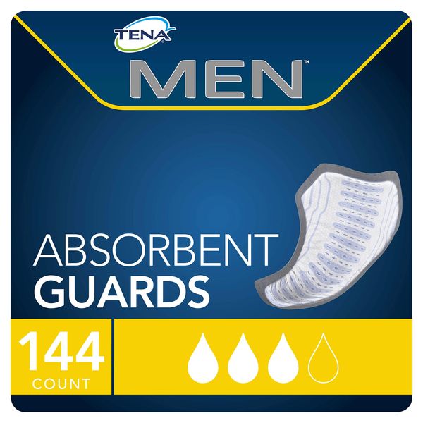 TENA Incontinence Guards for Men, Moderate Absorbency - 48 Count (Pack of 3), Total 144 Count