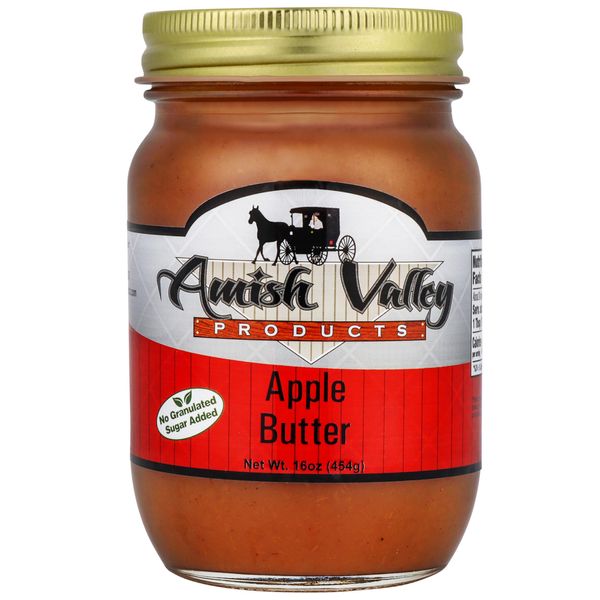 Amish Valley Products Apple Butter Glass Jar Old Fashioned Homestyle Slow Cooked (No Corn Syrup) (Sugar-Free)