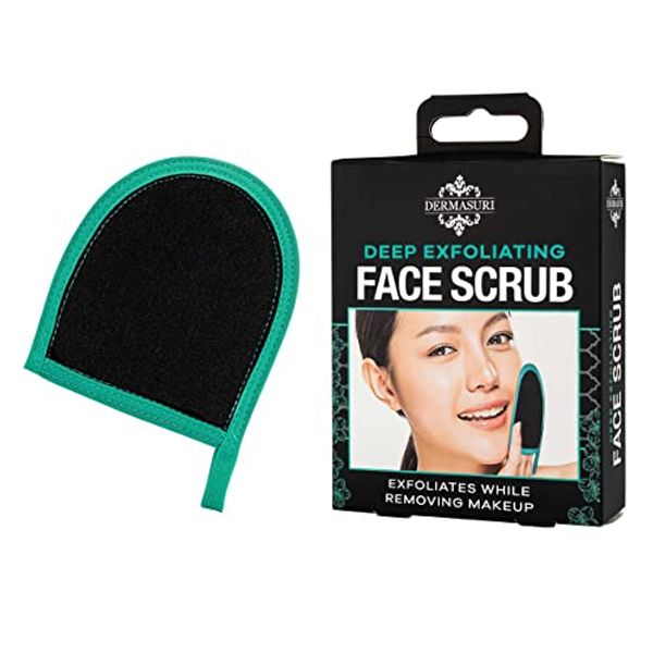Dermasuri Deep Exfoliating Face Scrub and Body Scrub Mitt - Facial Exfoliator & Skin Cleanser - Part of the Best Skincare Kit for Women & Men - Cleanse Dead or Dry Skin - Face Exfoliation Tool
