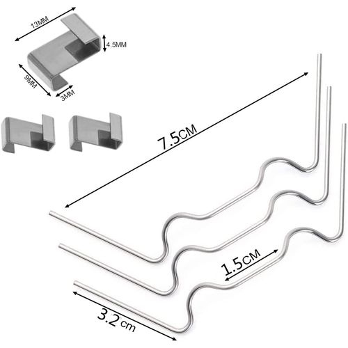 HONGCI 100Pcs Greenhouse Clips for Glass,Stainless Steel Greenhouse Window Clips Glass Pane Fixings Clips(50 Greenhouse Glazing W Wire Clips & 50 Greenhouse Glazing Z Clips) for Greenhouse Glass Clips