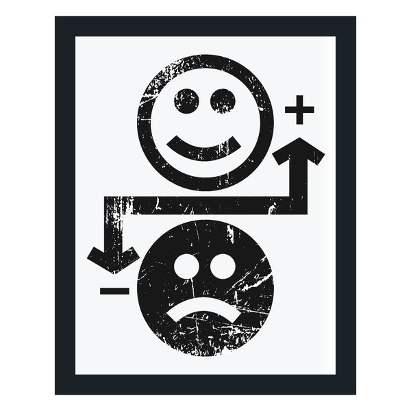 Mental health sad & happy emoji face wall art mental healing black home decor