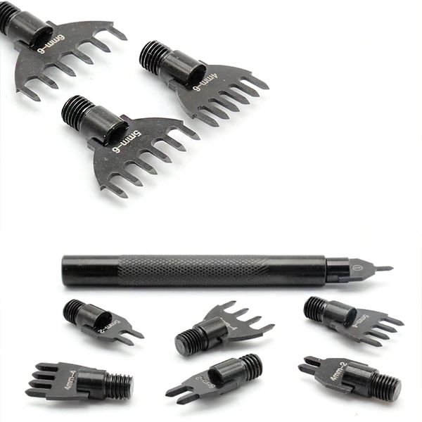 CENPEK 10Pcs 4/5/6mm Diamond Lacing Stitching Chisel Set Hole Punch Tool with Adjustable Handle