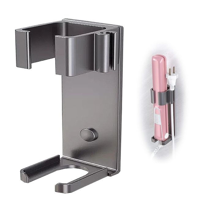 Wand Halterung Glätteisenhalter,Lockenstab Halterung Haarstyling-Werkzeug-Aufbewahrungs-Organizer,Wandhalterung Halter ohne Bohren für GlätteisenAluminium (Grau).