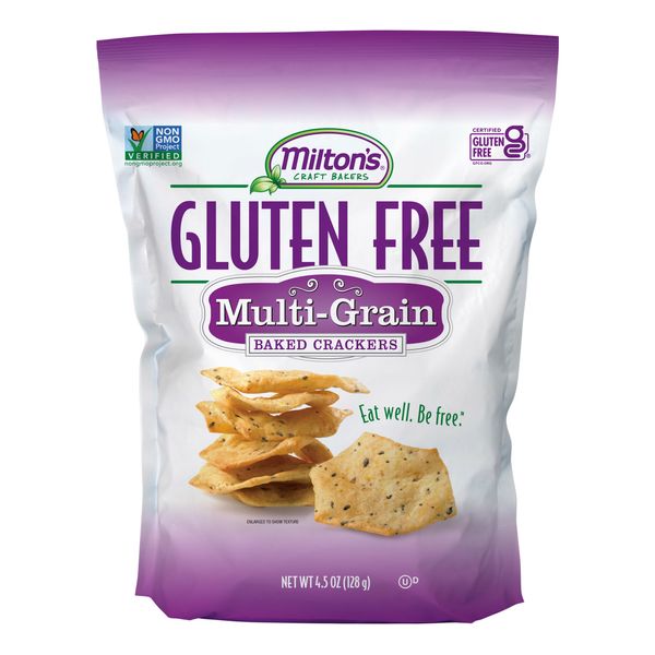 Milton's Craft Bakers Gluten Free Multi-Grain Crackers - Baked Multigrain Crackers, Non-GMO Project Verified, Kosher, Whole Grain, Certified Gluten Free Snack, 7 Grains In Every Bite - 4.5 Oz