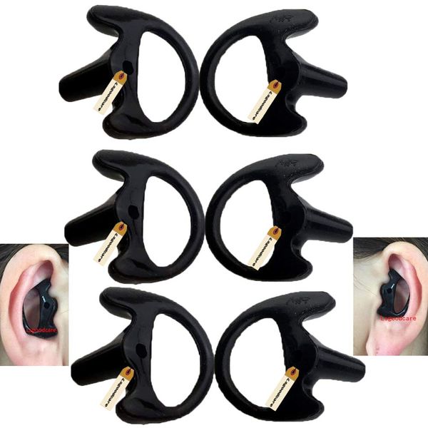 Lsgoodcare 3 Pairs Silicone Replacement Earplug Ear Mold Ear Buds Medium Black (Left and Right) for Two-Way Radio Headset Air Acoustic Earpiece Headset Walkie Talkie Earpiece